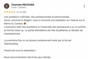 Avis Google sur le magicien lyonnais Hervé Troccaz
